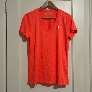 Underarmour bright orange v neck shirt